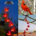 Cardinal Solar Wind Chimes for Outside, Cardinal Solar Hanging Lights Outdoor Wind Chime for Garden Patio Decor, Unique Gifts for Mother Mom Grandma Women Birthday