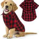 Plaid Dog Shirt Red Buffalo Dog Outfit Soft Casual Pet Clothes for Small Medium Large Dogs Puppy Cats Halloween Thanksgiving Christmas Costumes(L)