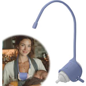 Adjustable Baby Bottle Support for Parents  Comfort Feeding Aid, Non-Slip Silicone Holder, Fits Standard & Wide-Neck Bottles(Blue)