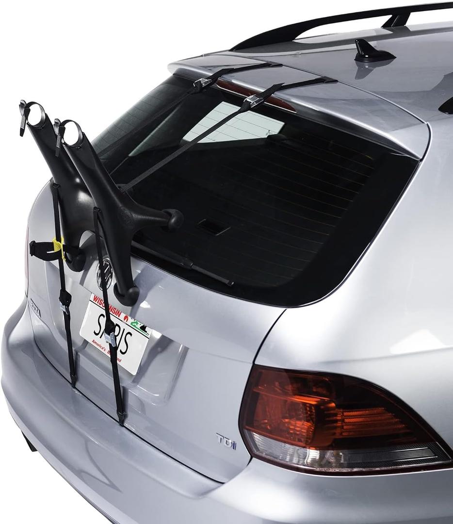 Saris Solo 1-Bike Trunk Rack - Zero Adjustments, Easy Install, 100% Recyclable Plastic Frame and Non-Rusting Material, Compact Solo Trunk Mounted Bicycle Rack