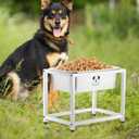 1.25 Gallon Elevated Large Dog Water Bowl, 10.23" Raised Stainless Steel Bowl for Medium Large Breed, Elevated Dog Water Bowl with Full Metal Stand, Easy to Clean and Assemble for Indoor Outdoor