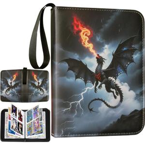 Cool Dragon Trading Card Binder - 4-Pocket Zipper Binder with 400 Pockets, Ideal for Card Collectors and Enthusiasts - Collectible Trading Card Album with Sleeves