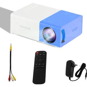 Video Projectors Mini Projector for Cartoon, Kids Gift, Smart Movie Projector for Home Theater/Outdoor, Compatible with HDMI, USB, Audio, TF Card, AV and Remote ControlBlue)