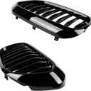 G30 Grille, Black Front Kidney Grille Grill Compatible with BMW 2017-2019 5 Series G30 M5 530e 530e xDrive 530i 530i xDrive 540i 540i xDrive, Gloss Black Single Slats