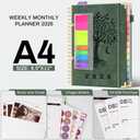 2026 Planner Weekly and Monthly Hardcover Leather Planner with Tabs 53 Weeks Schedule 8.5" x 11" Planners with Stickers for Women Yearly Agenda with Inner Pocket, Green