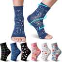Hercicy 6 Pairs Nurse Plantar Fasciitis Socks for Women Open Toe Compression Socks for Swelling Novelty Nurses' Week Thank You Gift for Doctor Medical Nursing Assistant(Classic)