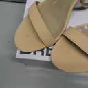 DREAM PAIRS Women's Chunk Low Heel Pump Sandals, 7.5, Nude/Nubuck