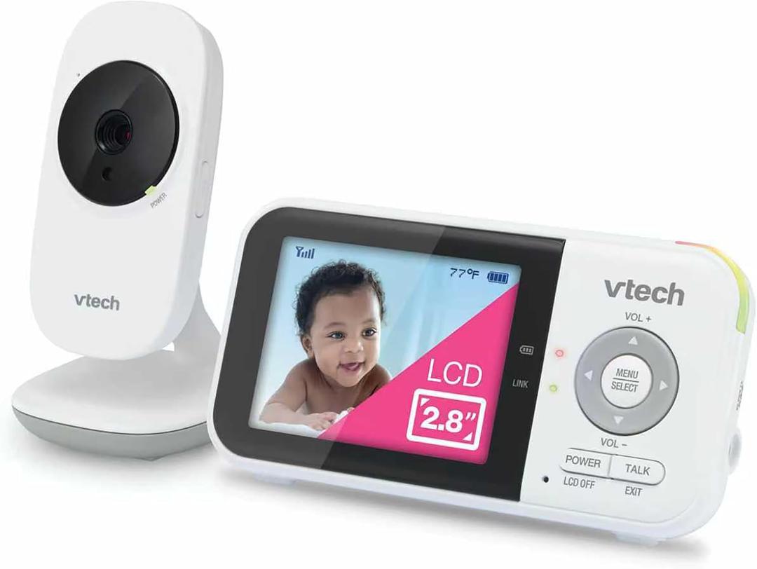 VTech VM819 Non-WiFi Video Baby Monitor with Camera - 2.8 Color Screen, 1000ft Range, 19Hr Battery, Night Vision, Temp Sensor, Lullabies - Secure Private Hack-Proof