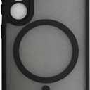 Toppix Compatible with Samsung Galaxy S24, Case [MIL-Grade Shockproof & Compatible with MagSafe] Translucent Matte Hard Back Cover with Flexible TPU Bumper for Galaxy S24 (Black)