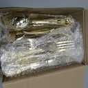 150 Pieces Gold Plastic Silverware - Heavy Duty Gold Disposable Utensils - Fancy Plastic Cutlery Set Includes 50 Forks, 50 Spoons, 50 Knives for Holidays Parties Weddings