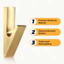 SIAMESE Aluminum Coat Hooks, 4 Pcs Brushed Gold Towel Hooks, Wall Hooks for Clothes, Jackets, Shower, Robe, Hat, Towel, in Bathroom, Kitchen, Living Room, Bedroom(Brushed Gold)