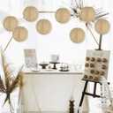 Boho Party Decorations Burlap Hanging Paper Lanterns for Boho Baby Shower Bridal Shower Rustic Vintage Wedding Birthday Farmhouse Classroom Decor Pack of 10