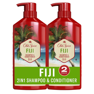 Old Spice Men's 2-in-1 Shampoo and Conditioner, Fiji, Coconut & Tropical Wood Scent, Healthier, Fuller, Moisturized Looking Hair, 21.9 Fl Oz Each, Twin Pack