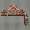 2 Pcs Christmas Door Topper Funny Gingerbread Candy Door Frame Corner Sign Decor Home Wooden Christmas Cabinet Knob Covers Party Ornament Props Gift for Wall Window DIY