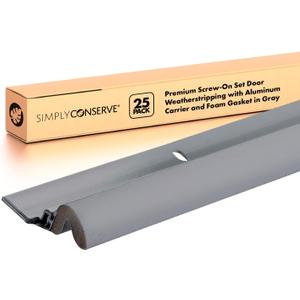 Simply Conserve Premium ScrewOn Set Door Weatherstripping with Aluminum Carrier and Foam Gasket in Gray KC600G