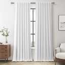 Guken White Linen Blackout Curtains for Bedroom Living 102 Inches 2 Panels Set Back Tab Linen Textured Blackout Thermal Insulated Privacy Curtains for Room Divider Sliding Door Hook Belt 52x102