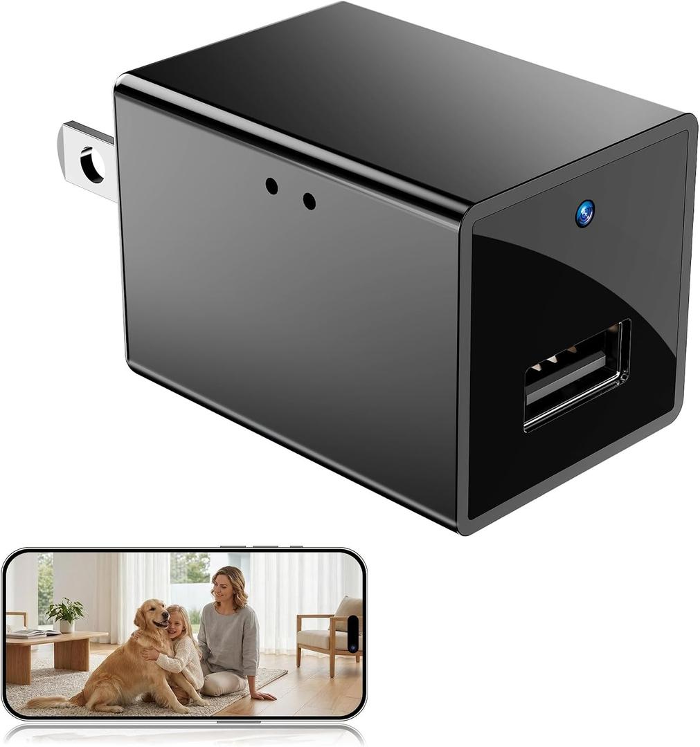 1080p HD USB Charger Camera with App Control & Motion Detection,Wireless WiFi Security Camera Phone Charger with Night Vision,Loop Recording for Office,Home,Shop,Garage,Nanny Cam Easy to Use
