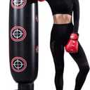 Punching Bag with Stand Adult,Kizcmvre Inflatable Freestanding Heavy Duty Boxing Bag,Women Men Training Equipment Exercise Boxing Standing Punching Bag (Black).