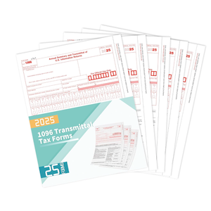 1096 Transmittal Tax Forms 2025, 25 Pack of 1096 Summary Laser Tax Forms, Compatible with QuickBooks and Accounting Software, Use for 1099 NEC, MISC, INT, and Other 1099 Forms