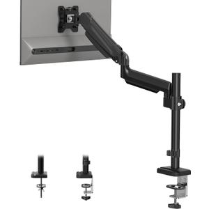 BONTEC Single Monitor Arm Desk Mount for 13-34 Inch Screens, Adjustable Gas Spring Arm with Tilt, Swivel, Rotation, VESA 75x75mm 100x100mm, Holds up to 19.8lbs, C-Clamp & Grommet Base, Ergonomic Stand