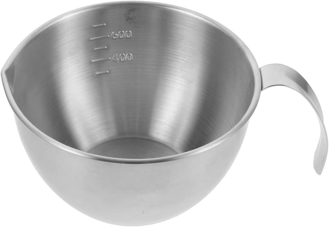 Luxshiny Stainless Steel Mixing Bowl with Handle, Silver Small Kitchen Prep Bowl with Marked Scale for Cooking, Baking and Meal Prep - 600ml/20.2oz