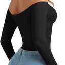 PINKMSTYLE Womens Off Shoulder Long Sleeve Top Fall Going Out Tops for Date Night Club Concert Outfits (Black, L)