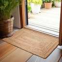 Hausattire Hand Woven Jute Braided Rug, 2'x3' Natural, Reversible Boho Entry Area Rugs for Kitchen, Living Room I Farmhouse Indoor Outdoor Decorative Floor Rug, 24x36 Inches