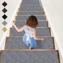 RIOLAND Stair Treads Carpet NonSlip Indoor 15 PCS Wood Stair Treads Rugs Anti Moving Modern Stair Runners Safety for Kids Dogs, 8" X 30", Diamond Gray