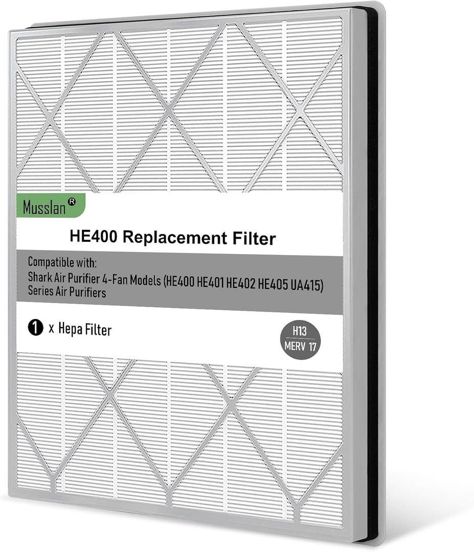HE401 Replacement Filter for Shark Air Purifier 4 Fan Model, HE401 HE402 HE405 HE400 3-Stage Filtration System of H13 True HEPA and Pre-Filter
