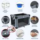 24 Inch Portable Collapsible Dog Crate, Foldable Soft Dog Kennel with Soft Warm Blanket and Foldable Bowl for Large Cats & Small Dogs, Indoor & Outdoor Travel