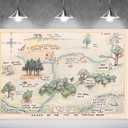 7x5ft Fabric Happy Birthday Bear Home Map Photography Backdrops for Kids 1st Birthday Background 100 Acre Woods Bear Backdrop