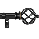 KAMANINA Black Curtain Rod 32 to 58 Inch(2.6-4.8ft), Adjustable Curtain Rods for Windows 28 to 48 Inch, 3/4 Inch Splicing Drapery Rods with Twisted Cage Finial