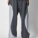 ZAFUL Men's Baggy Sweatpants Color Block Irregular Patchwork Drawstring Sweatpants Casual Wide Leg Lounge Pants(1-Grey, S) (Gray, S)