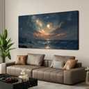 Canvas Wall Art Decor Gold And Blue Art Wall Decor Beach Waves Large Wall Art Pictures For Living Room Decorations Artwork For Walls For Bedroom Office Canvas Pictures For Wall Decor 24 × 48 Inch