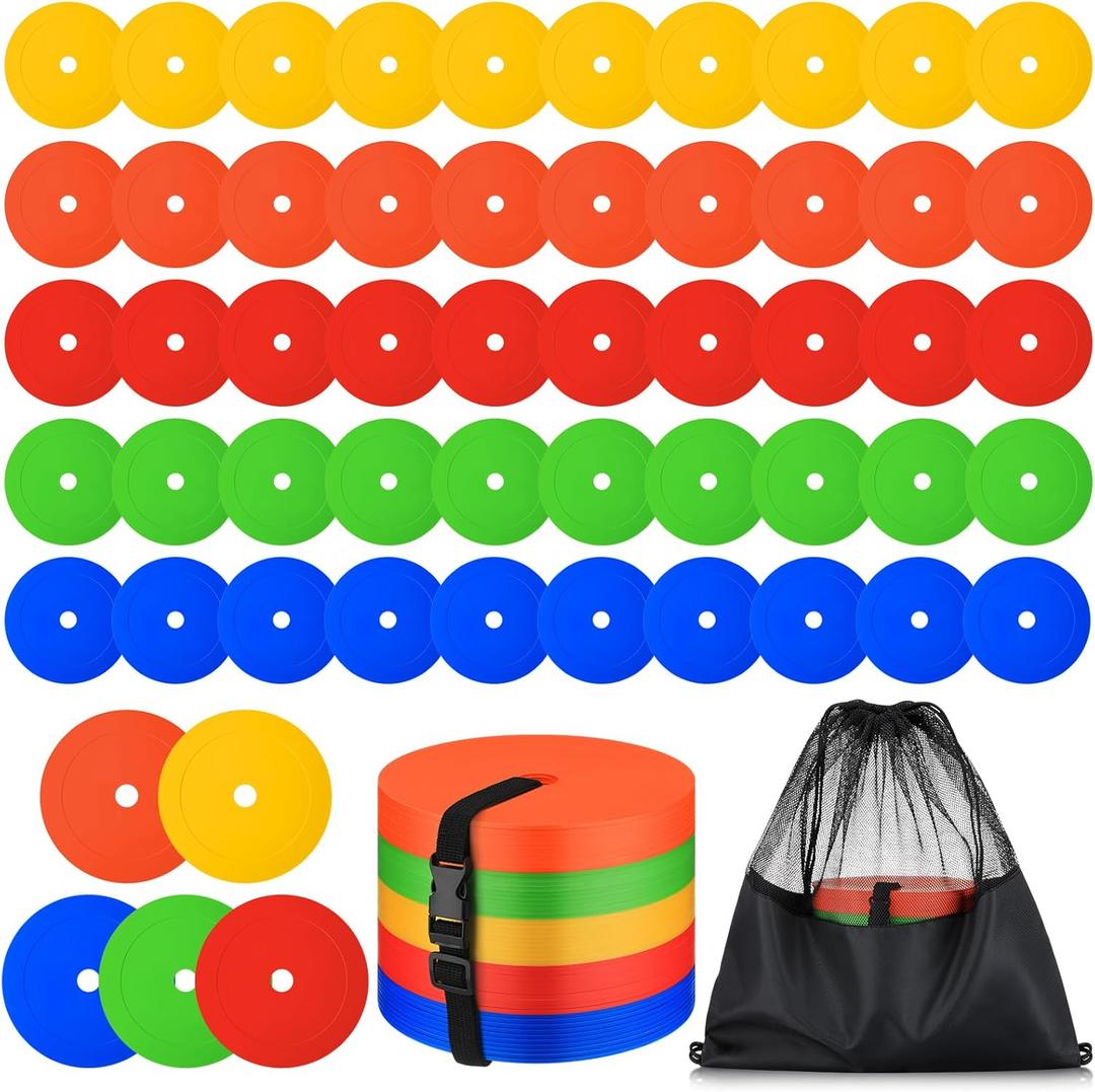 Silipull 6 inch Flat Cones Spot Markers Non-Skid Floor Hole Soccer Cones Field Court Spot Markers Flat Discs Soccer Training Equipment for Football Sports Speed Agility Practice