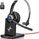 Bluetooth Headset - Wireless Headset with Noise Cancelling Microphone, V5.2 Computer Headphones with USB Dongle, Charging Base & Mic Mute for Work/Call Center/PC/Laptop/Online Class/Zoom (Black)