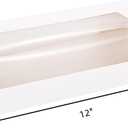 RIFMEAE 24-Pack 12" x 4" x 3.5" Roll Cake Boxes, Loaf Pumpkin Roll Boxes, White Bakery Boxes with Window, Auto-Popup Pastry Boxes