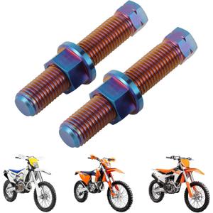 Funparts Titanium Alloy Chain Adjuster Bolt M10 Rear Axle Bolts Universal for KLX KX CRF CR YZ TTR DRZ WR RM RMZ Motorcycle Dirt Bike Chain Tensioner Bolt Quenching