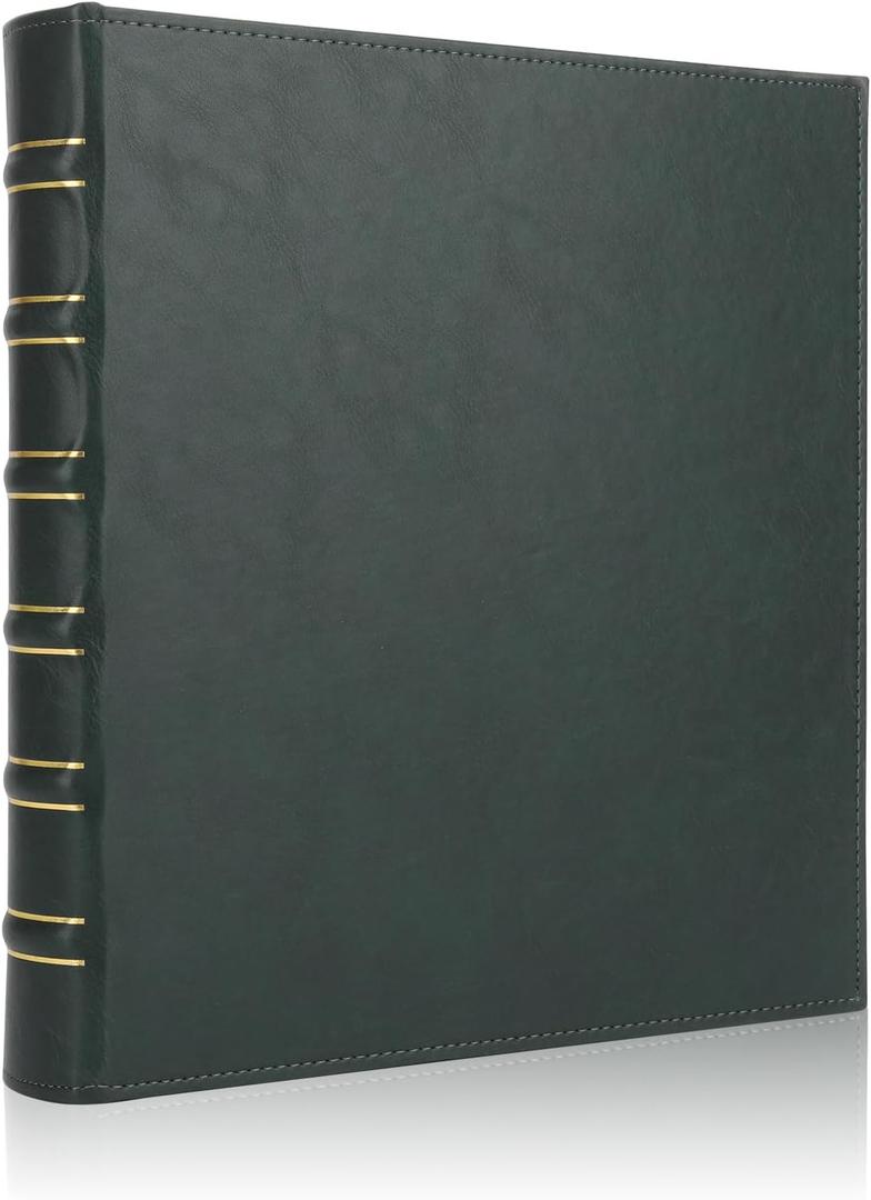 Vintage Hardback 3 Ring Binder 1 Inch, Professional Leather Binder 3 Ring, Three Ring Binders Fits 8.5" x 11", D Ring Binders for Photo Album, Home, School and Office Supplies- Dark Green