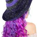 Halloween Knitted Witch Hat Women Crochet Witch Purple Wizard Hat Handmade Halloween Costume Masquerade Party Cosplay Accessory