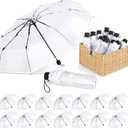 Aodaer 15 Pieces Clear Wedding Umbrellas 40 Inch Foldable Lightweight Transparent Umbrella with Storage Box Automatic Open Close Windproof Stick Travel Umbrella for Adult Outdoor Wedding