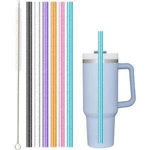 Replacement Straw Compatible with Stanley 40 oz 30 oz Cup Tumbler, 6 Pack Reusable Straw with Cleaning Brush, Plastic, Color, Dishwasher Safe