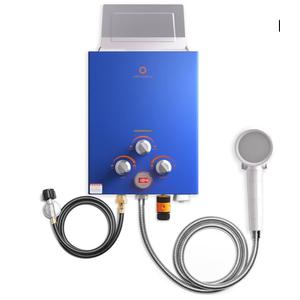 Airthereal 6L 1.58GPM Outdoor Portable Propane Gas Tankless Water Heater, Instant Propane Water Heater, Overheating Protection, Use for Camping, RV and Pet Bath, Evenfall series, Blue
