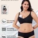 Wireless Hands-Free Pumping Bra, Adjustable with Extendable Straps and Hook Extender, Comfort Sleep Pumping & Nursing Bra (Black, XXXL)