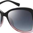 The Fresh Women's Oversized Square Jackie O Cat Eye Hybrid Butterfly Fashion Sunglasses - Exquisite Packaging (731602 Crystal Pink/ Black Paint)