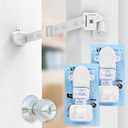 Adjustable Door Strap and Latch, Textile Cat Door Latch to Keep Dog Out of Litter Box, Economical Alternative of Pet Gates and Interior Cat Door, Basic 2 Packs