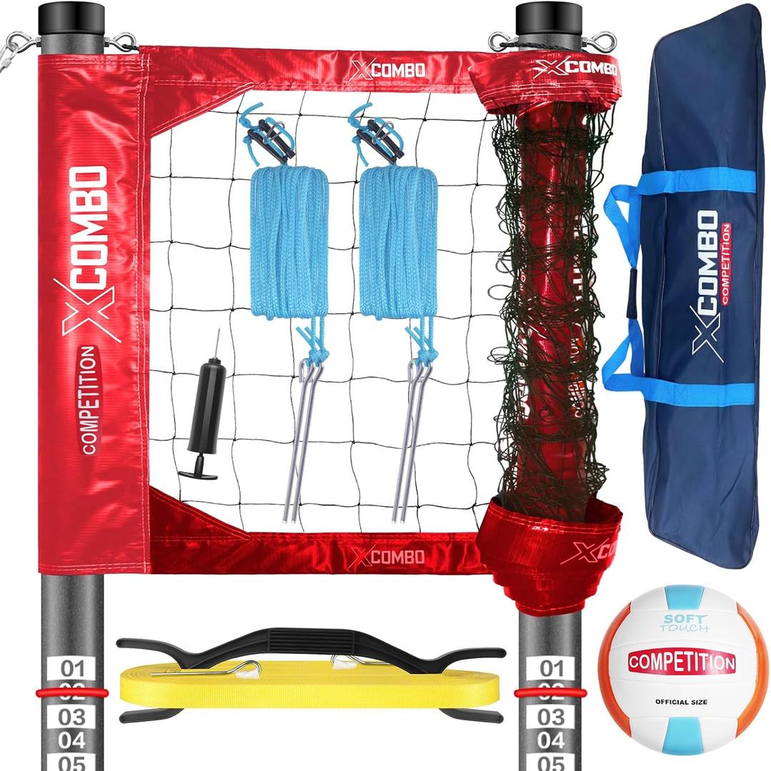 Professional Volleyball Net Set Outdoor Heavy Duty for Backyard Portable, Regulation Size 32’ x 3’