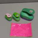 Chengu 3 Pack Square Craft Hole Punch 2, 1 and 5/8 Inch Punch Paper Punchers with 10 Pcs Sticker, Cutter Purple Green Yellow for Card Making Scrapbook DIY Albums Photos Office Supplies