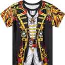 Toddler Boy Cowboy Pirate T-Shirt Halloween Thanksgiving Party Novelty Funny Short Sleeve Tee (Gold)