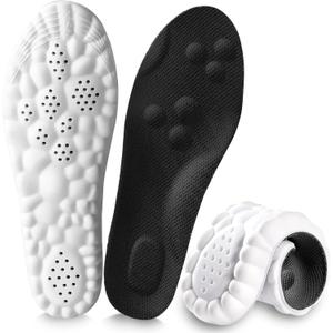 4D Cloud Insoles for Men and Women, Arch Support Insoles, Memory Foam Insoles, Steppers Insoles Size 13 Shock Absorption and Cushioning Sports Shoe Insoles (Black, Men 8-13（12.01 Inch)